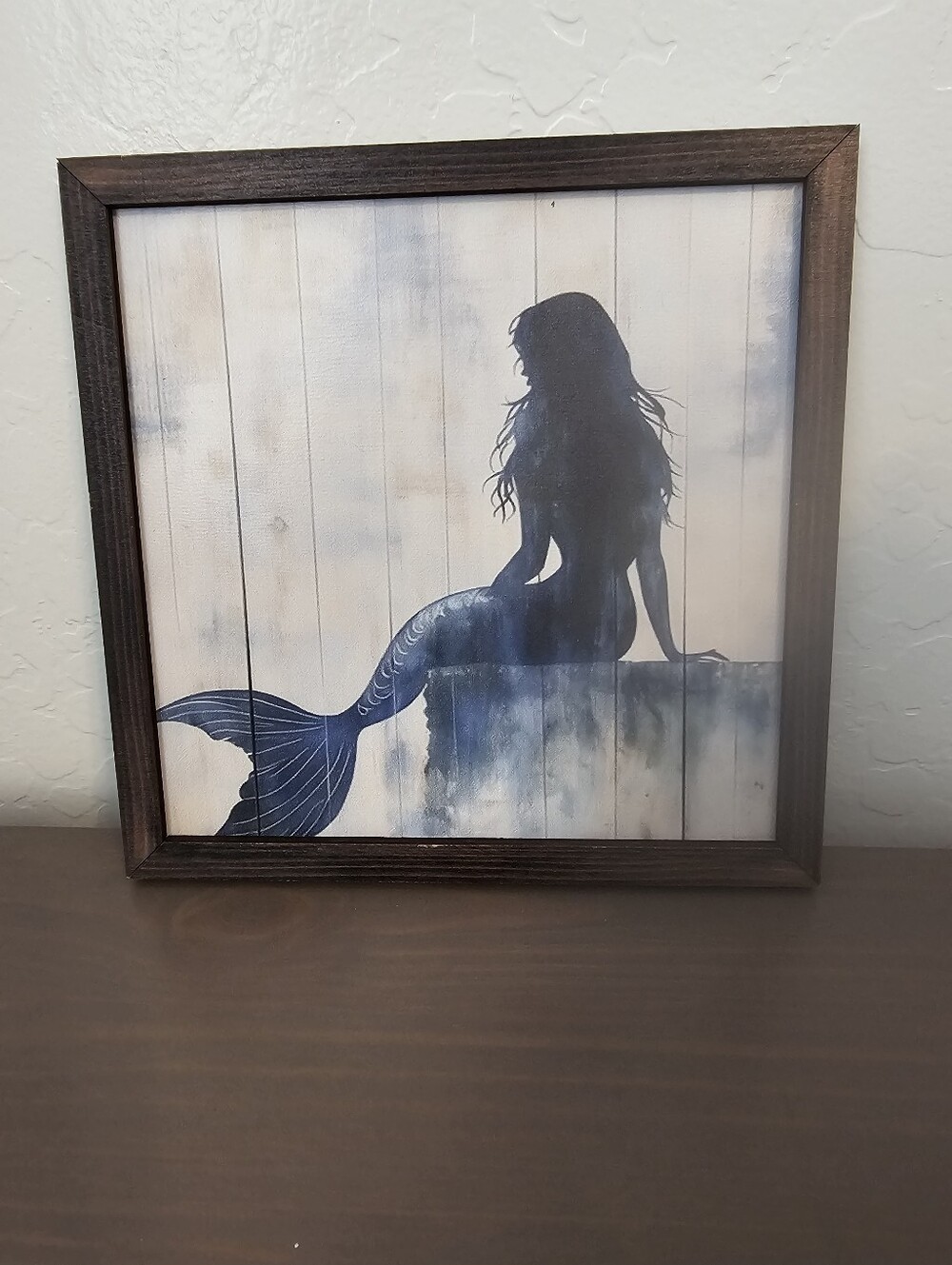 Framed Navy Mermaid Silhouette Wall Art